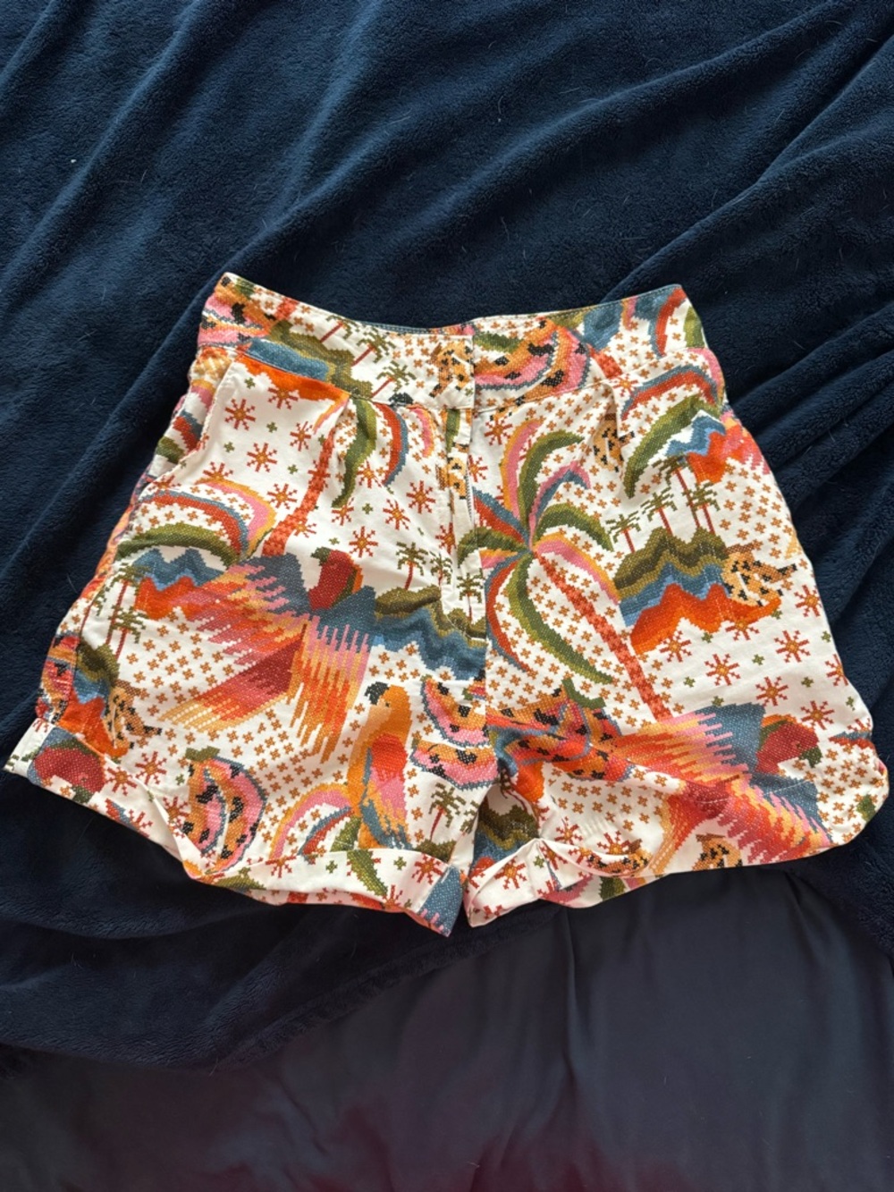 Farm Rio Anthropologie Macaw Tropical Printed Shorts XS